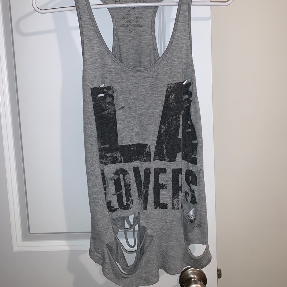 FOREVER 21 | GREY | RIPPED TANK TOP